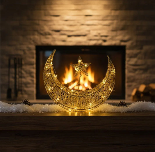 Gold Moon & Star Ornament for Ramadan & Eid Home Decor