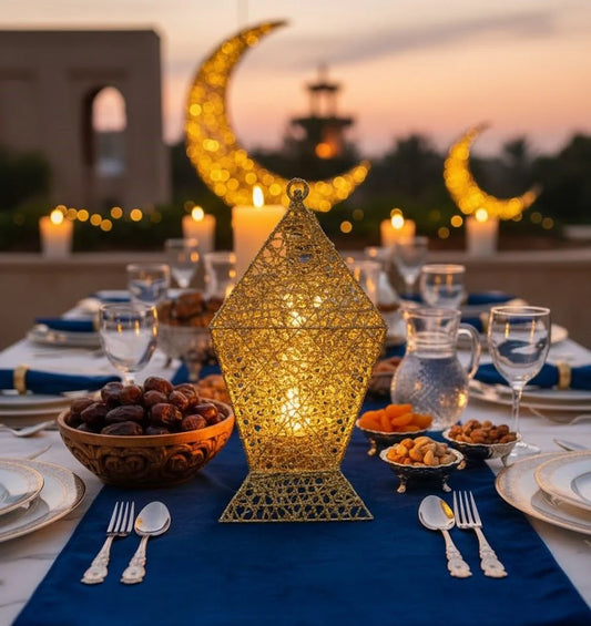 Gold Glitter Decorative Hanging Lantern for Ramadan
