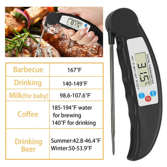 Instant-Read Digital Thermometer with LCD – Food & Meat Cooking