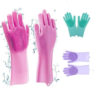Reusable Silicone Cleaning Gloves – Scrubbing Bristles for Home